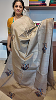 NK small checks semi tussar Beige- K