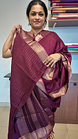 NK Semi Tussar Traditional border Jamun - T