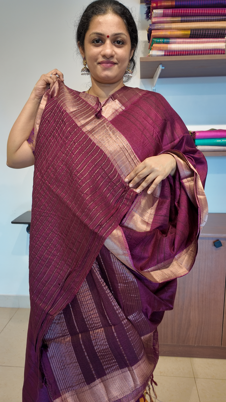 NK Semi Tussar Traditional border Jamun - T