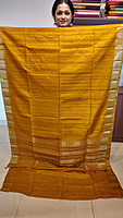NK Semi Tussar Traditional border Mustard - T