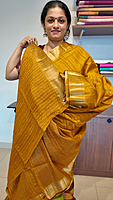 NK Semi Tussar Traditional border Mustard - T
