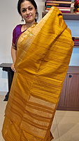 NK Semi Tussar Traditional border Mustard - T