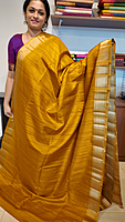 NK Semi Tussar Traditional border Mustard - T