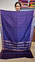 NK Semi Tussar Traditional border dark purple - T