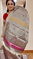 S Grey silk butti