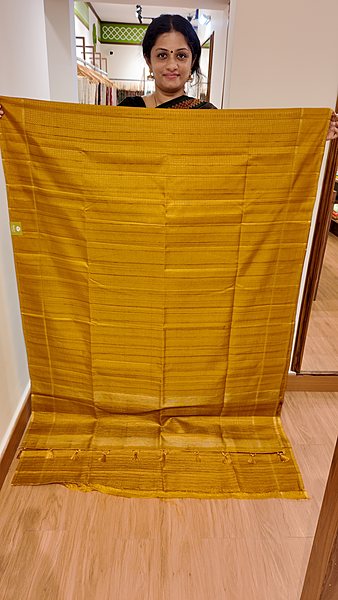 NK Semi Tussar Dotted Mustard- T