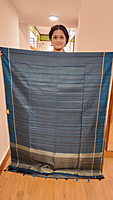 NK Semi Tussar Dotted Blue- T