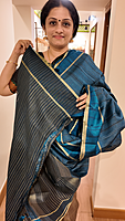 NK Semi Tussar Dotted Blue- T