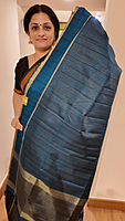 NK Semi Tussar Dotted Blue- T