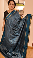 NK Semi Tussar Dotted Blue- T