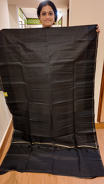 NK Semi zari checks Black- T