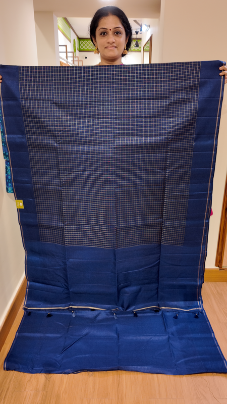 NK Semi zari checks Blue- T
