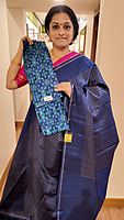 NK Semi zari checks Blue- T