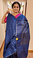 NK Semi zari checks Blue- T