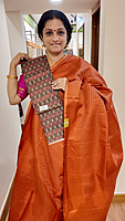 NK Semi zari checks Orange- T