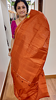 NK Semi zari checks Orange- T