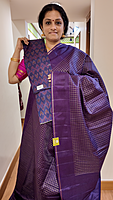 NK Semi zari checks Dark Purple- T