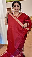 NK Semi Tussar Tissue border Red- K