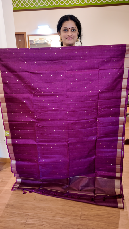 NK Semi Tussar Tissue border Jamun- K