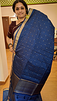 NK Semi Tussar Tissue border Blue- K