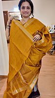 NK Semi Tussar Tissue border Yellow- K