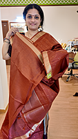NK Semi Tussar Tissue border Rust- K