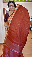 NK Semi Tussar Tissue border Rust- K