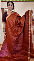 NK Semi Tussar Tissue border Rust- K