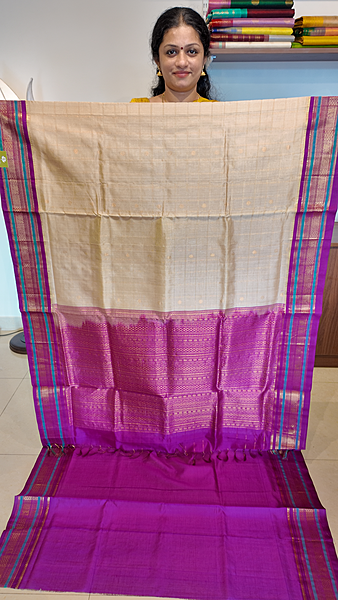 Pure SC korvai zari checks butta