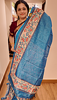 SF Semi Kota Kalamkari Border Blue- T