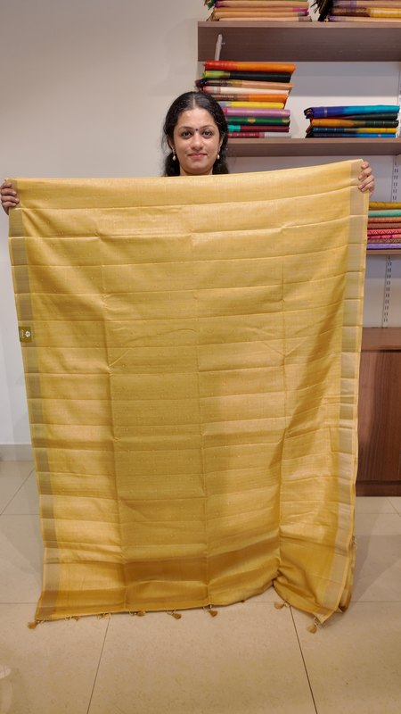 NK Semi Tussar Butti Pastel Yellow- K