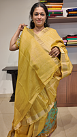 NK Semi Tussar Butti Pastel Yellow- K