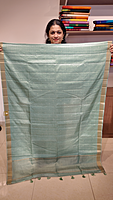 NK Semi Tussar Butti Pastel Sage Green - K