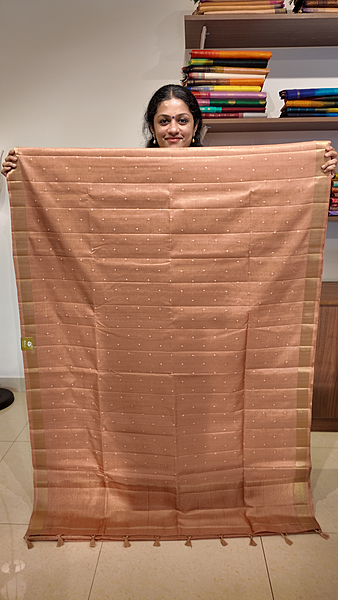 NK Semi Tussar Butti Pastel Peach- K