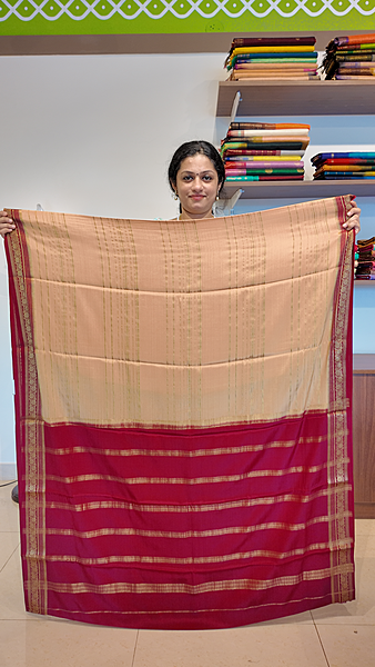 Mysore Silk Flower Bdr Stripes 130 GMS
