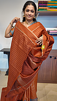 NK Semi Tussar zari work Rust- T
