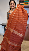 NK Semi Tussar zari work Rust- T