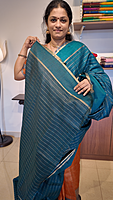 NK Semi Tussar zari work Peacock Green- T