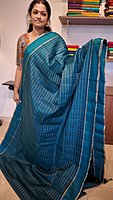 NK Semi Tussar zari work Peacock Green- T