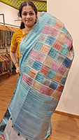 NK Semi Tussar Multi checks Blue- T