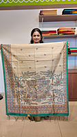 NK Semi Tussar print Madhubani Beige Green- K
