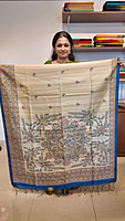 NK Semi Tussar print Madhubani Beige Blue- K