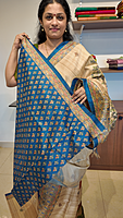 NK Semi Tussar print Madhubani Beige Blue- K