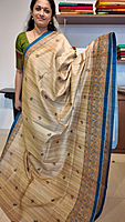 NK Semi Tussar print Madhubani Beige Blue- K