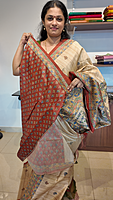 NK Semi Tussar print Madhubani Beige Rust- K
