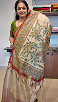 NK Semi Tussar print Madhubani Beige Rust- K