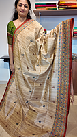 NK Semi Tussar print Madhubani Beige Rust- K