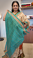 NK Semi Tussar print Madhubani Beige Teal- K