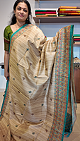 NK Semi Tussar print Madhubani Beige Teal- K