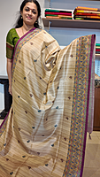 NK Semi Tussar print Madhubani Beige Magenta- K
